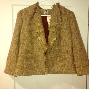 Anne Klein twill blazer, Yellow/green. New w/tags